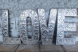 Lrg Arty Aluminum Letters - LOVE antique-style-buddha-heads ,arty-aluminum-letters