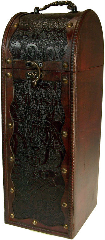 Upright Egyptian Design - Holds 1 bottle - H 320mm antique-style-wine-boxes