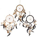 6xBali Dreamcatchers - Small Round - Cream/Coffee/Choc antique-style-buddha-heads ,bali-dream-catchers