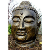 Buddha Head Motif Wood Effect 100cm art-stone-statues ,art-stone-statues