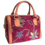 Batik & Leather Bag - Shoulder Bag - Ruby antique-style-buddha-heads ,leather-batik-java-bags