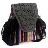 Venetian - Black Stripy With Fringe antique-style-buddha-heads ,italian-style-handbags