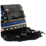 Venetian - Black Stripy With Fringe antique-style-buddha-heads ,italian-style-handbags