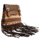 Venetian - Black Stripy With Fringe antique-style-buddha-heads ,italian-style-handbags