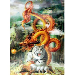 Lrg High Def 3D Pic - Gold Dragon White Tiger large-hd3d-prints