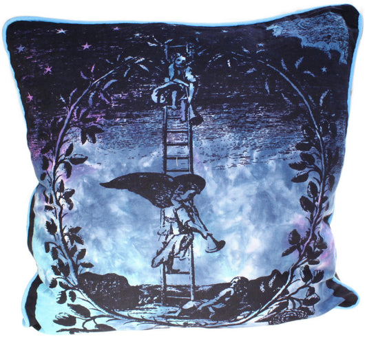 Angel on Ladder Cotton Print Cushion Cover cotton-print-cushion-covers