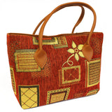 Java Town Bag - Rich Orange antique-style-buddha-heads ,java-day-bags