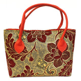 Java Town Bag - Rich Orange antique-style-buddha-heads ,java-day-bags