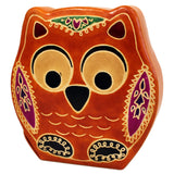 Leather Money Box - Lrg Brown Owl handmade-money-boxes-recycled-leather