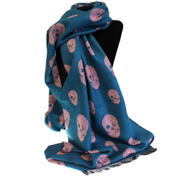 Unisex Rich Kid Skull Scarf - Teal & Pink unisex-rich-kid-skulls-scarves ,halloween