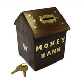 Money Bank Box - House retro-wood-brass-money-boxes ,father-s-day