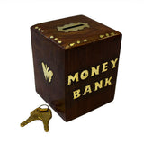 Money Bank Box - House retro-wood-brass-money-boxes ,father-s-day