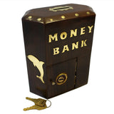 Money Bank Box - House retro-wood-brass-money-boxes ,father-s-day