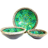 1x Set of Three Rattan Mosaic Bowls - Purple Glow rattan-mosaic-bowl-sets-of-three