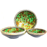 1x Set of Three Rattan Mosaic Bowls - Purple Glow rattan-mosaic-bowl-sets-of-three