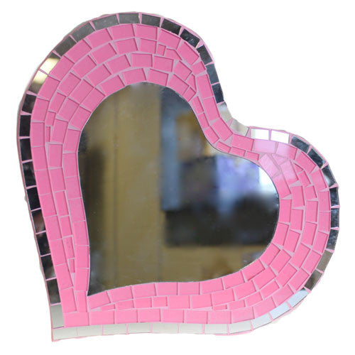 Mosaic  - Lrg Pink Heart Mirror- Pink mother-s-day ,valentine-s-day ,mosaic-words