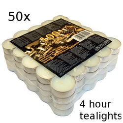 50x Tealights - 4 hour  tealights ,big-shabby-chic-letters