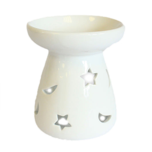 Small Classic White Oil Burner - Moon & Star oil-burners ,classic-white-oil-burners