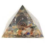 Sm Orgonite Pyramid 25mm Gemchips and Copper antique-style-buddha-heads ,orgonite