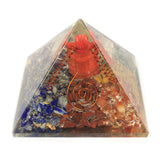 Sm Orgonite Pyramid 25mm Gemchips and Copper antique-style-buddha-heads ,orgonite