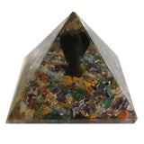 Sm Orgonite Pyramid 25mm Gemchips and Copper antique-style-buddha-heads ,orgonite