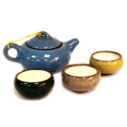 Oriental Tea Pot Set in a gift basket - Asst. Fragrances mother-s-day ,oriental-tea-candles