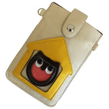 Owl Pouch - White & Yellow owl-pouches-recycled-leather