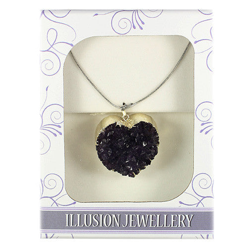 Uruguan Amethyst Heart Pendant mother-s-day ,silver-plated-mineral-pendants