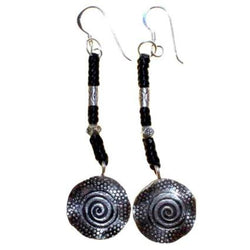 Black Waxed & Silver Spiral Earring silver-earrings