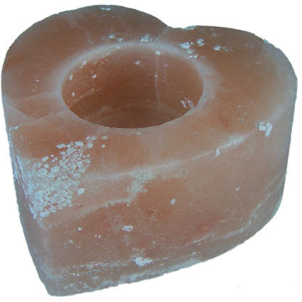 Salt Candle Holder - Med Heart himalayan-salt-candle-holders