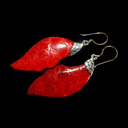 Leaf Drop Coral Earrings silver-coral-earrings