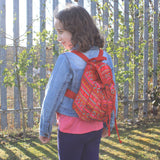 Small Nepali Backpacks - Blue antique-style-buddha-heads ,small-nepali-backpacks