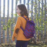 Small Nepali Backpacks - Blue antique-style-buddha-heads ,small-nepali-backpacks