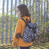 Small Nepali Backpacks - Blue antique-style-buddha-heads ,small-nepali-backpacks