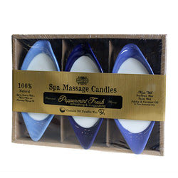 Spa Massage Candles - Peppermint Fresh (pack of 3) 100ml-massage-oils ,spa-massage-candles