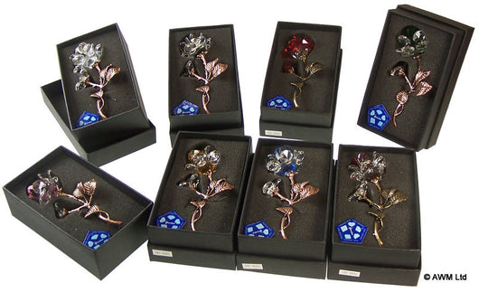 Green Petals Crystal Bronze Stem Rose  star-crystal-rose-stem