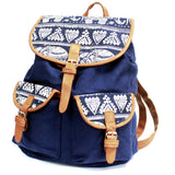Traveller Backpacks - 2 Pocket Blue Elephant antique-style-buddha-heads ,small-nepali-backpacks ,travelers-backpacks