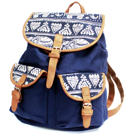 Traveller Backpacks - 2 Pocket Blue Elephant antique-style-buddha-heads ,small-nepali-backpacks ,travelers-backpacks