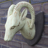 Whitewash Straight Horn Deer Head antique-style-buddha-heads ,wooden-carved-deer-heads