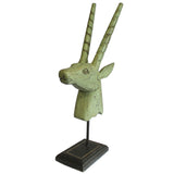 Whitewash Straight Horn Deer Head antique-style-buddha-heads ,wooden-carved-deer-heads