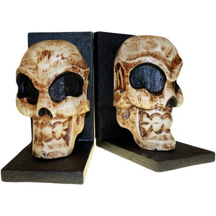 Skull Book Ends (pair) pretty-skulls-punk-wood-items ,halloween
