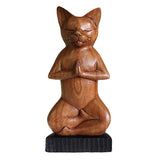 Handcarved Yoga Cats - Standing antique-style-buddha-heads ,wooden-yoga-cats