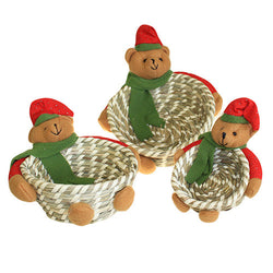 Set of 3 Watergrass Baskets - Christmas Teddies christmas ,christmas-watergrass-baskets